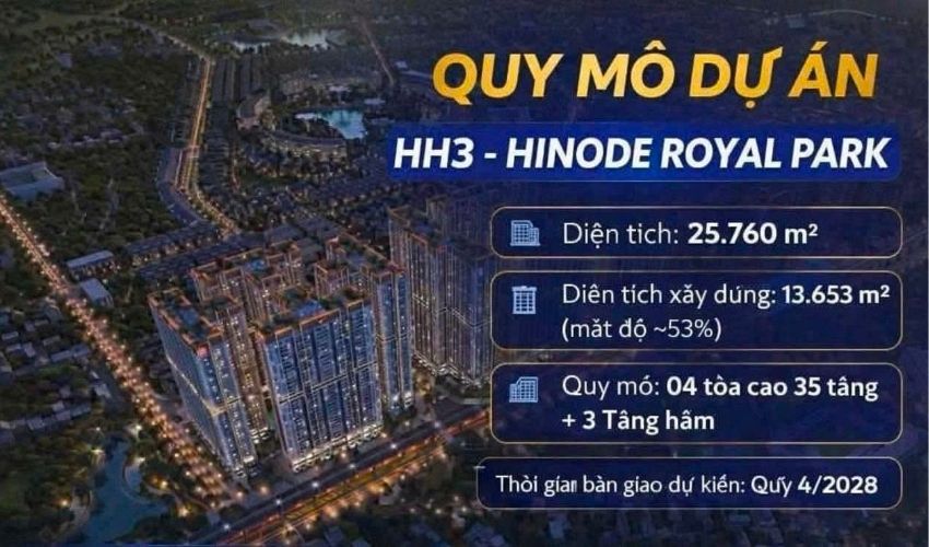 Quy mô chi tiết về Chung cư hỗn hợp HH-3 Hinode Royal Park