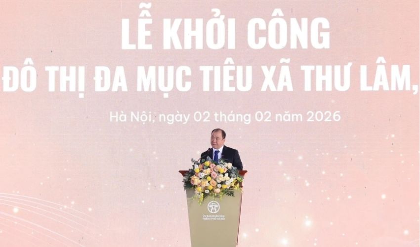 Ông Trần Đăng Khoa - Chủ tịch HĐQT Công ty Cổ phần Tập đoàn Tương Lai Sông Hồng phát biểu tại Lễ khởi công